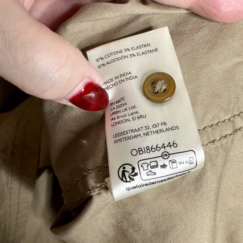 NEW Anthropologie Pilcro Pintuck Mini Shirt Dress Khaki Beige Small Button Front - Picture 10 of 15